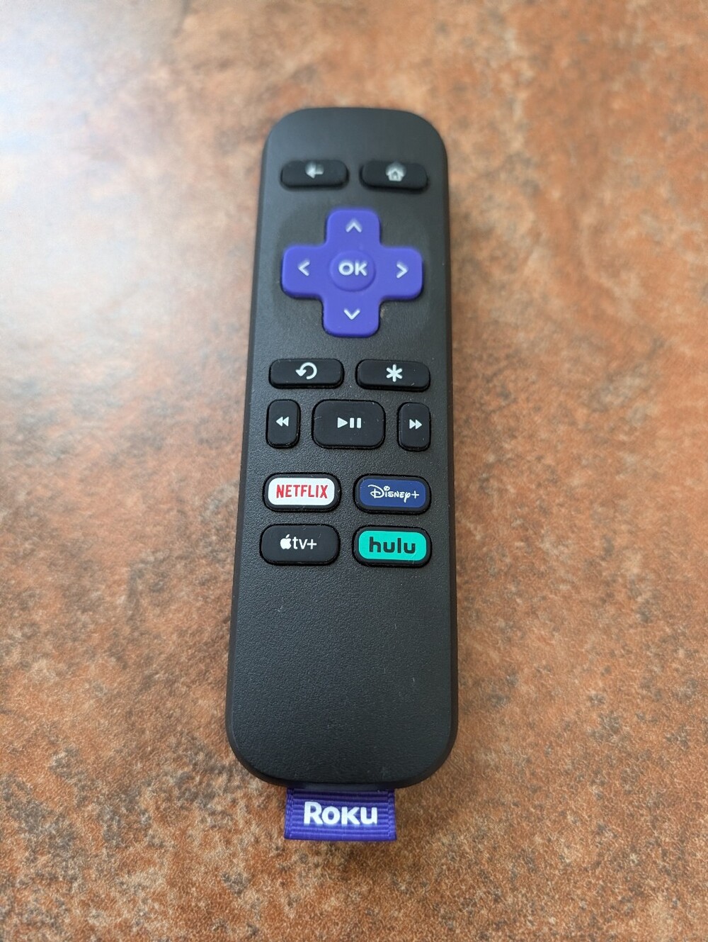 Roku Black Streaming Remote with Purple D-Pad